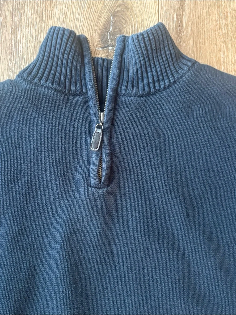 L.L. Bean Men's Dark Navy Half-Zip Sweater XXL Heavy Cotton Mock Neck